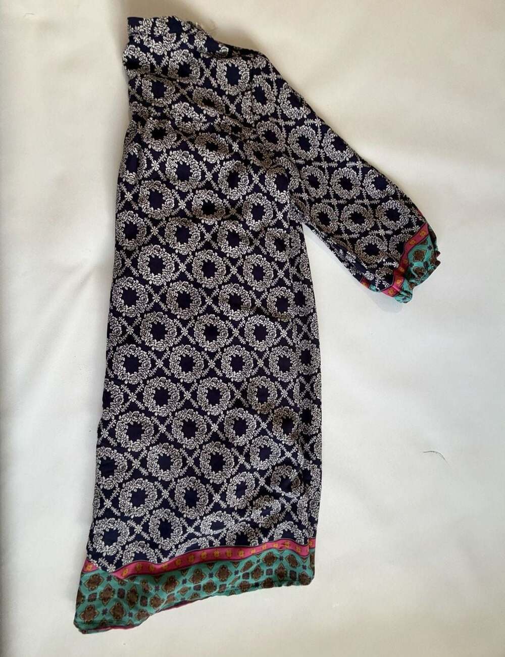Peach Love California Women's Floral Printed Tunic Dress Blue White Size Small